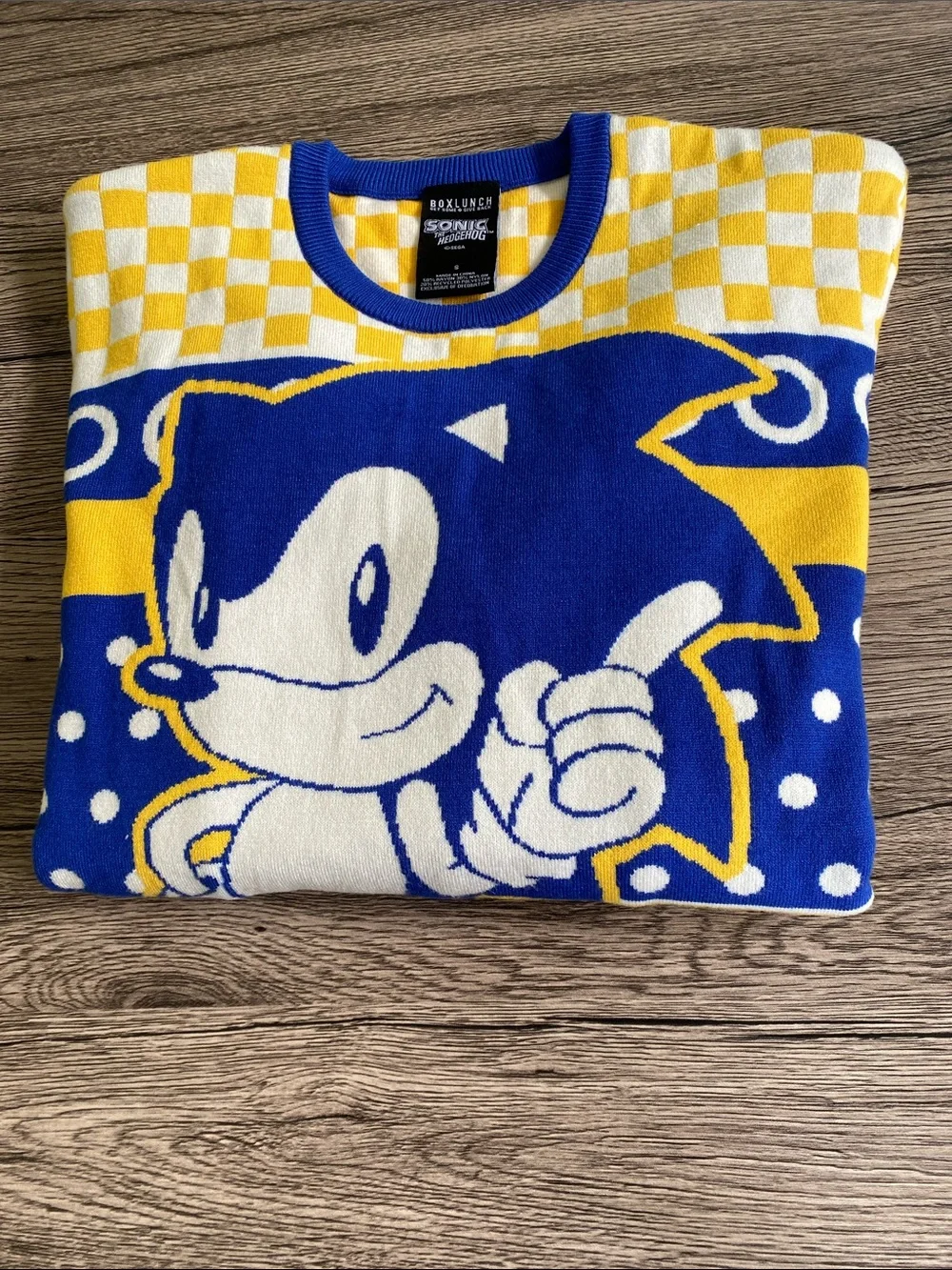 Sonic The Hedgehog Blue & Yellow Crewneck Sweater Size Small